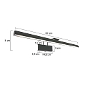 Steinhauer Luminaire mural LITHO 60 langue, CCT Switch, avec prise de courant, inclinable, avec variateur tactile IP20, noir mat gradable
