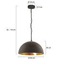 Steinhauer Luminaire � suspension SEMICIRKEL � 1 flamme, grand, semi-circulaire E27 IP20, noir mat gradable