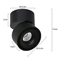 Mexlite Luminaire de plafond FEZ à 1 flamme, rond, pivotant, rotatif, reculer IP20, noir mat gradable