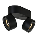 Mexlite Luminaire de plafond FEZ à 2 flammes, ovale, pivotant, rotatif, reculer IP20, noir mat gradable