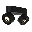Mexlite Luminaire de plafond FEZ à 2 flammes, ovale, pivotant, rotatif, reculer IP20, noir mat gradable