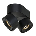 Mexlite Luminaire de plafond FEZ à 2 flammes, ovale, pivotant, rotatif, reculer IP20, noir mat gradable