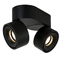 Mexlite Luminaire de plafond FEZ à 2 flammes, ovale, pivotant, rotatif, reculer IP20, noir mat gradable
