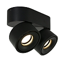 Mexlite Luminaire de plafond FEZ à 2 flammes, ovale, pivotant, rotatif, reculer IP20, noir mat gradable