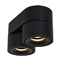 Mexlite Luminaire de plafond FEZ à 2 flammes, ovale, pivotant, rotatif, reculer IP20, noir mat gradable