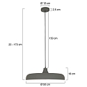 Steinhauer Luminaire � suspension KRISIP Bas, � 1 flamme, plat E27 IP20, gris, mat gradable