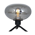 Lampe de table REFLEXION - Ø 22CM à 1 flamme, plat, avec interrupteur, avec prise de courant E27 IP20, noir mat 