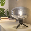Steinhauer Lampe de table REFLEXION - Ø 22CM à 1 flamme, plat, avec interrupteur, avec prise de courant E27 IP20, noir mat 