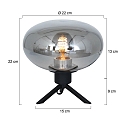 Steinhauer Lampe de table REFLEXION - Ø 22CM à 1 flamme, plat, avec interrupteur, avec prise de courant E27 IP20, noir mat 