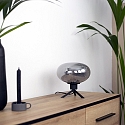 Steinhauer Lampe de table REFLEXION - Ø 22CM à 1 flamme, plat, avec interrupteur, avec prise de courant E27 IP20, noir mat 