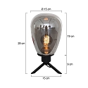 Steinhauer table lamp REFLEXION - Ø 15CM 1 flame, high, with switch, with plug E27 IP20, black matt 