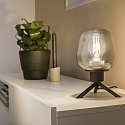 Steinhauer Lampe de table REFLEXION - Ø 14CM à 1 flamme, avec interrupteur, avec prise de courant E27 IP20, noir mat 