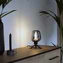 Steinhauer Lampe de table REFLEXION - Ø 14CM à 1 flamme, avec interrupteur, avec prise de courant E27 IP20, noir mat 