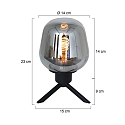 Steinhauer Lampe de table REFLEXION - Ø 14CM à 1 flamme, avec interrupteur, avec prise de courant E27 IP20, noir mat 
