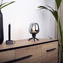 Steinhauer Lampe de table REFLEXION - Ø 14CM à 1 flamme, avec interrupteur, avec prise de courant E27 IP20, noir mat 