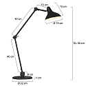 anne light & home Lampe de table KASKET avec interrupteur, avec bras articul�, avec prise de courant E27 IP20, noir mat 