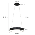 Steinhauer Luminaire � suspension RINGLEDE - � 48CM grand, rond, direct / indirect IP20, noir mat gradable