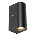 Steinhauer Luminaire mural d�ext�rieur LOGAN haut bas, rond, avec capteur de luminosit�, commutable GU10 IP54, noir mat 