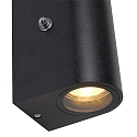 Steinhauer Luminaire mural d�ext�rieur LOGAN haut bas, rond, avec capteur de luminosit�, commutable GU10 IP54, noir mat 
