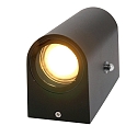 Steinhauer Luminaire mural d�ext�rieur LOGAN haut bas, rond, avec capteur de luminosit�, commutable GU10 IP54, noir mat 