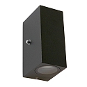 Luminaire mural d�ext�rieur LOGAN haut bas, angulaire, avec capteur de luminosit�, commutable GU10 IP54, noir mat 