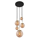 Luminaire � suspension BOLLIQUE 5 flammes E27 IP20, ambre, laiton, noir  gradable