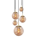 Steinhauer Luminaire � suspension BOLLIQUE 5 flammes E27 IP20, ambre, laiton, noir  gradable