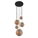 Steinhauer Luminaire � suspension BOLLIQUE 5 flammes E27 IP20, ambre, laiton, noir  gradable