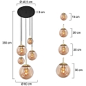 Steinhauer Luminaire � suspension BOLLIQUE 5 flammes E27 IP20, ambre, laiton, noir  gradable
