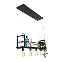 Mexlite Luminaire à suspension BUCKLEY 4 flammes, avec tablette E27 IP20, noir mat gradable