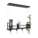 Mexlite Luminaire à suspension BUCKLEY 4 flammes, avec tablette E27 IP20, noir mat gradable