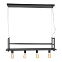 Mexlite Luminaire à suspension BUCKLEY 4 flammes, avec tablette E27 IP20, noir mat gradable