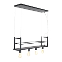 Mexlite Luminaire à suspension BUCKLEY 4 flammes, avec tablette E27 IP20, noir mat gradable