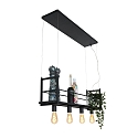 Mexlite Luminaire à suspension BUCKLEY 4 flammes, avec tablette E27 IP20, noir mat gradable