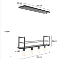 Mexlite Luminaire à suspension BUCKLEY 4 flammes, avec tablette E27 IP20, noir mat gradable