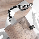 Mexlite Luminaire de plafond GEARWOOD 3 flammes, rond, réglable E27 IP20, bois, antique gradable
