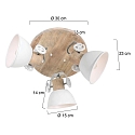 Mexlite Luminaire de plafond GEARWOOD 3 flammes, rond, réglable E27 IP20, bois, antique gradable