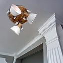 Mexlite Luminaire de plafond GEARWOOD 3 flammes, rond, réglable E27 IP20, bois, antique gradable
