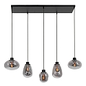 Steinhauer Luminaire à suspension REFLEXION 5 flammes, angulaire, langue, réglable E27 IP20, noir mat gradable