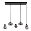 Steinhauer Luminaire à suspension REFLEXION 5 flammes, angulaire, langue, réglable E27 IP20, noir mat gradable