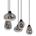 Steinhauer Luminaire à suspension REFLEXION 5 flammes, angulaire, langue, réglable E27 IP20, noir mat gradable