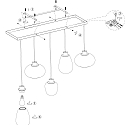 Steinhauer Luminaire à suspension REFLEXION 5 flammes, angulaire, langue, réglable E27 IP20, noir mat gradable