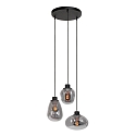 Luminaire à suspension REFLEXION 3 flammes, rond, réglable E27 IP20, noir mat gradable