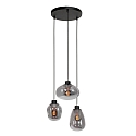Steinhauer Luminaire à suspension REFLEXION 3 flammes, rond, réglable E27 IP20, noir mat gradable
