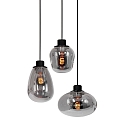 Steinhauer Luminaire à suspension REFLEXION 3 flammes, rond, réglable E27 IP20, noir mat gradable