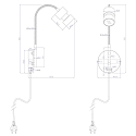 Luminaire mural NATASJA avec interrupteur, avec bras flexible GU10 IP20, acier brossé gradable