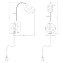 Steinhauer Luminaire mural NATASJA avec interrupteur, avec bras flexible GU10 IP20, noir mat gradable