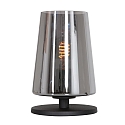 Lampe de table ANCILLA à 1 flamme, court, avec fonction de commutation, conique E27 IP20, noir mat gradable