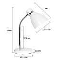 Steinhauer Lampe de table SPRING inclinable E27 IP20, blanche 