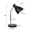 Steinhauer Lampe de table SPRING inclinable E27 IP20, noir  